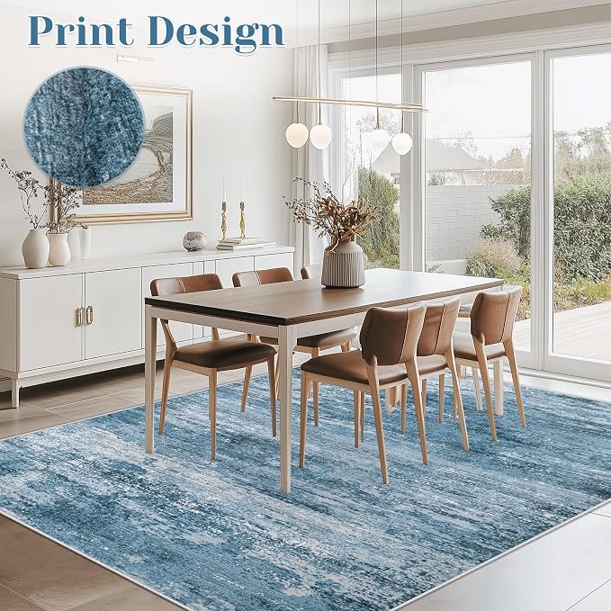 Washable Rug 6x9 Area Rugs for Living Room: Neutral Soft Rug Abstract Non Slip - Image 2