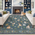 Soalmost Dog 8x10 Area Rugs for Living Room, Machine Washable Animal Floral by Soalmost