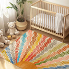 Washable 8x10 Sun Area Rug for Living Room, Rainbow Sun Modern Retro Large Area - Image 9