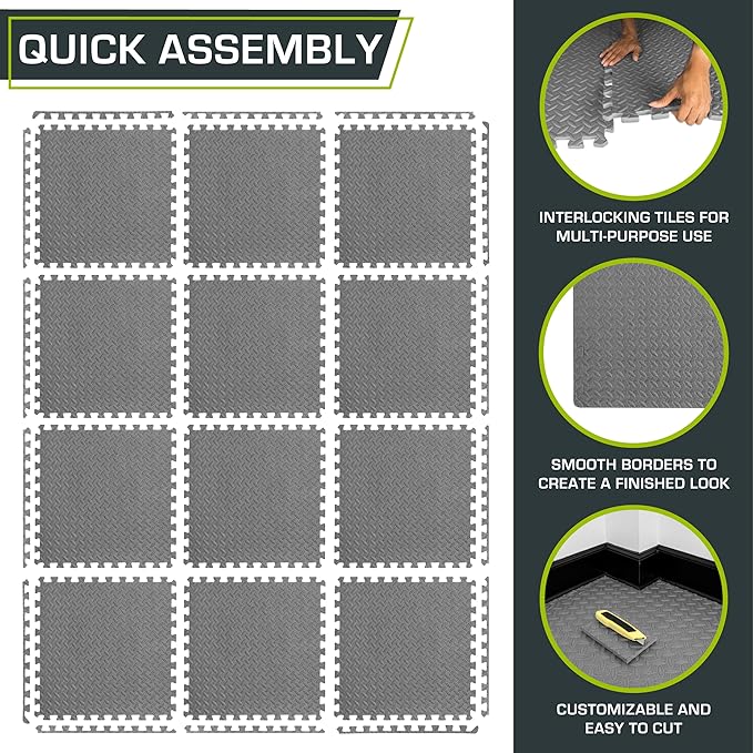 ProsourceFit Exercise Puzzle Mat ½-inch, EVA Interlocking Foam Floor Tiles - Image 6