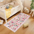 DUKINO 2x5 Runner Rug for Hallway, Washable Kitchen Floral Runner Rug - Image 4