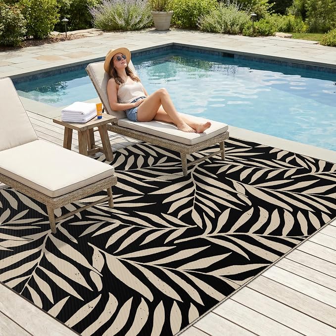 Smiry Outdoor Rug 5x8 ft, Waterproof Reversible Plastic Straw Rugs, Outdoor - Image 3