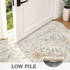 Scalloped Floral Rug 7x9, Neutral Beige Washable Non Slip Area Rug - Image 6
