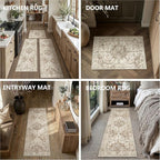 Neutral Kitchen Rug Set of 3 Washable Brown Vintage Kitchen Mats - Image 6