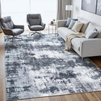 4x6 Area Rugs for Living Room Washable: Abstract Soft Thin Low Pile Black Rug - Image 3