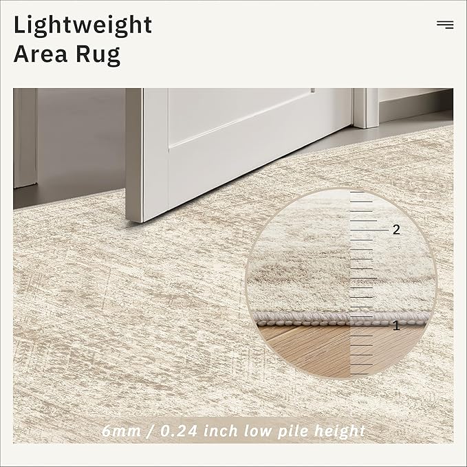 Soalmost 7x9 Area Rug for Living Room Washable Abstract Vintage Soft Thin - Image 6