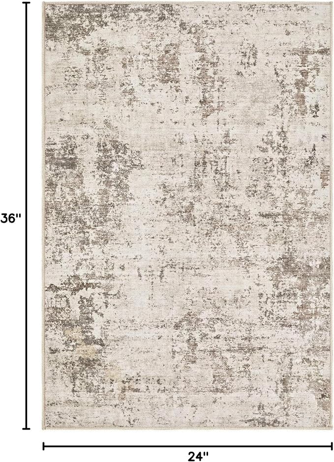 UERMEI 2x3 Entryway Area Rug: Washable Neutral Modern Abstract Small Rug - Image 2