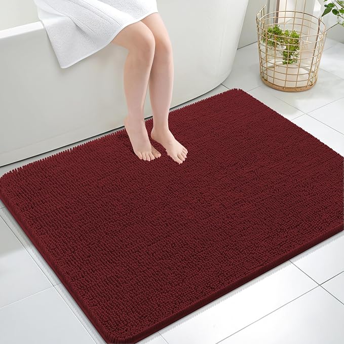 OLANLY Large Bathroom Rugs 40x32, Soft Absorbent Chenille Bath Rugs, Rubber by OLANLY