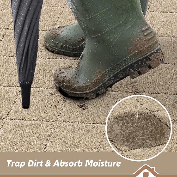 BEQHAUSE Dirt Trapper Door Mat 24" x 36", Doormat Non-Slip Entryway Rugs - Image 3
