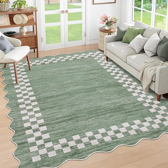 Small Bedroom Area Rug 3x5 Checkered Area Rug - Image 2