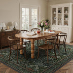 GENIMO 9x12 Washable Area Rug, Non-Slip Vintage Boho Floral Carpet, Soft - Image 3