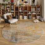 Beige Gold Round Area Rugs 4ft Washable Circle Rug by Acapet
