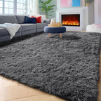ONASAR Grey Area Rugs for Living Room, 5x8 Gray Fluffy Shag Bedroom Rug - Image 9