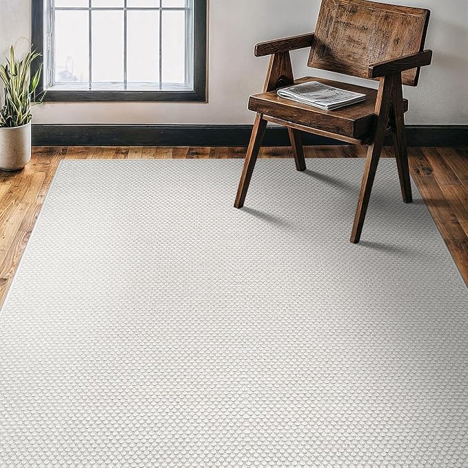 CAMILSON Easy Jute Rug 4x6, Indoor Outdoor Off-White Farmhouse Area Rugs - Image 5