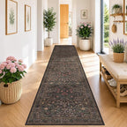 Brown Boho Washable 2x10 Hallway Runner Rug by HazoHaus