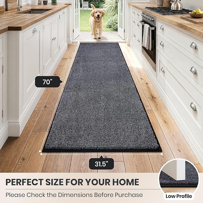 PURRUGS Dirt Trapping Door Mat 31.5" x 70", Non-Slip Machine Washable Entryway - Image 8