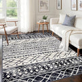 KUTA Morocca Area Rug 5x7 Black Navy Blue, Washable Boho Living Room Rugs by KUTA