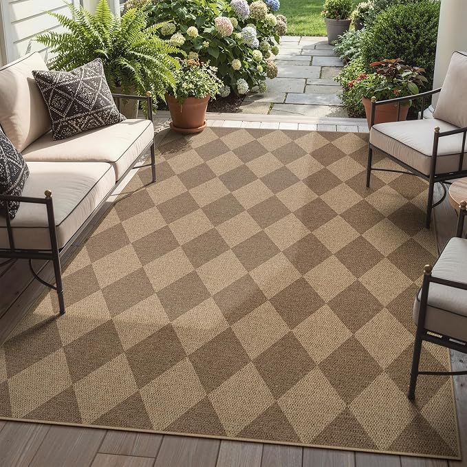 Lahome Checkered Easy Jute Indoor Outdoor Rug, 5x7 Area Rugs - Image 8
