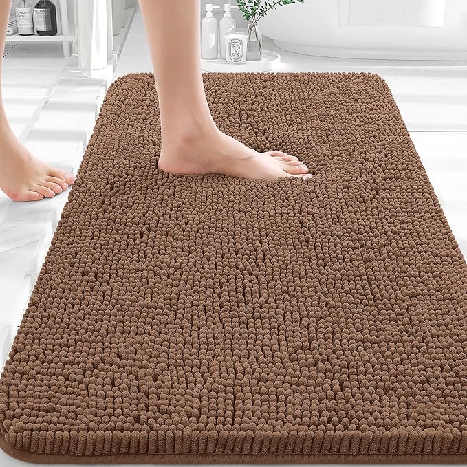 OLANLY Bathroom Rugs 32x20, Extra Soft Absorbent Chenille Bath Rugs, Rubber by OLANLY