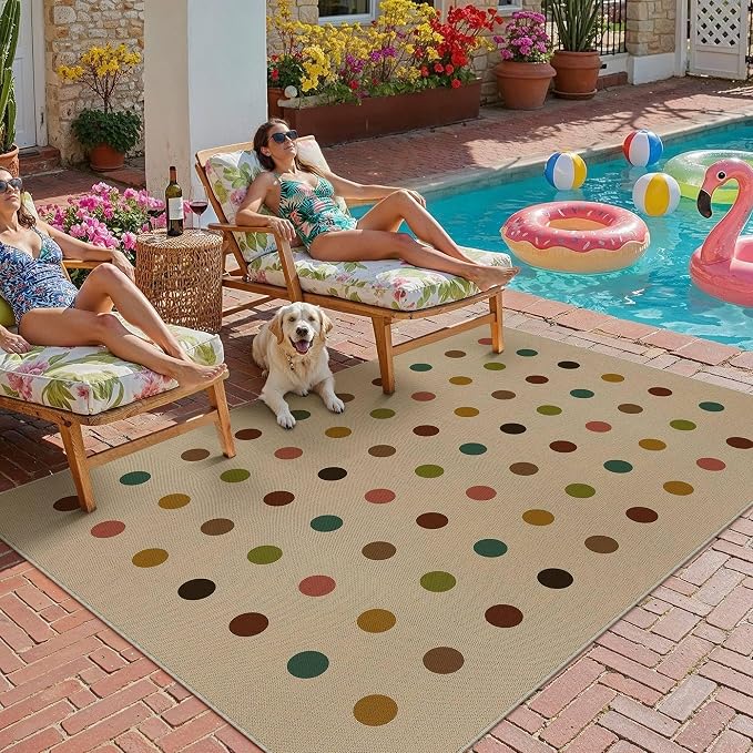 HUGEAR 5x8 Jute Outdoor Indoor Rug Washable Geometric Linen Textured Weave High - Image 2