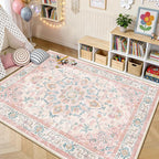 CAPALOCA Machine Washable Rugs Nursery Rug 3x5 Cute Girl Non Slip Low Pile - Image 3