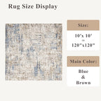 10x10 ft Square Living Room Rug – Washable Modern Abstract Area Rug - Image 2