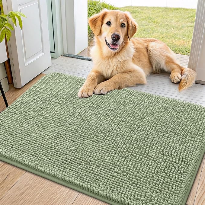 Smiry Dog Door Mat for Muddy Paws 36x24, Absorbent Dirt Trapper, Non-Slip by Smiry