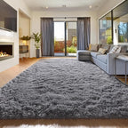 Amdrebio Grey Modern Fluffy Living Room Rugs, 5x8 Rug, Furry Area Rug - Image 7