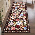 Floral Hallway Runner Rug Espresso Non-Slip, 2x10 Washable Ultra-Thin Soft - Image 6