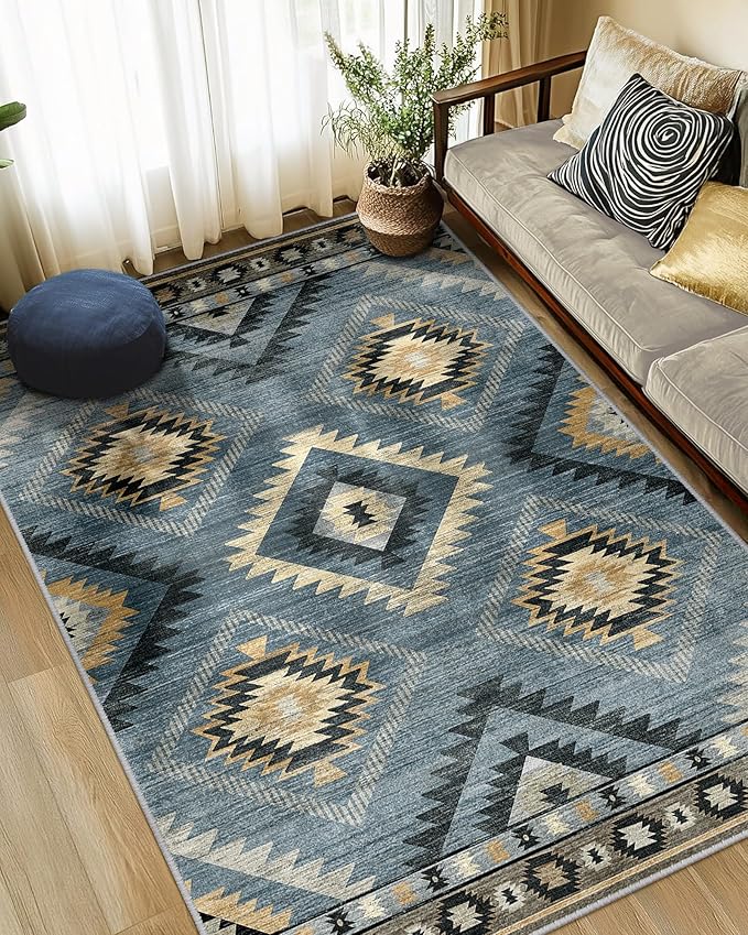 BESTSWEETIE Area Rug 5x7 Rug Machine Washable Rug Non-Slip Low Pile Print by BESTSWEETIE