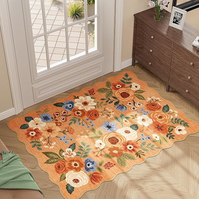 DUKINO 2x3 Entryway Rug, Floral Washable Indoor Door Mat - Image 3