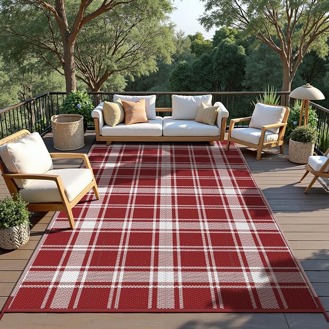 GENIMO Waterproof Outdoor Rug for Patio Clearance, Lightweight RV Camping Mat - Image 4