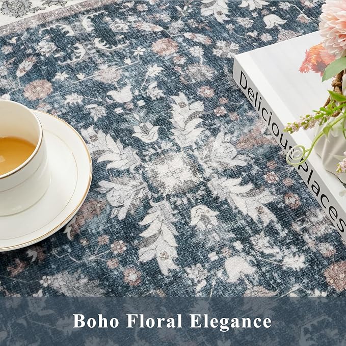 Washable Hallway Runner Rug 2x10: Non Slip Vintage Boho Carpet - Image 9