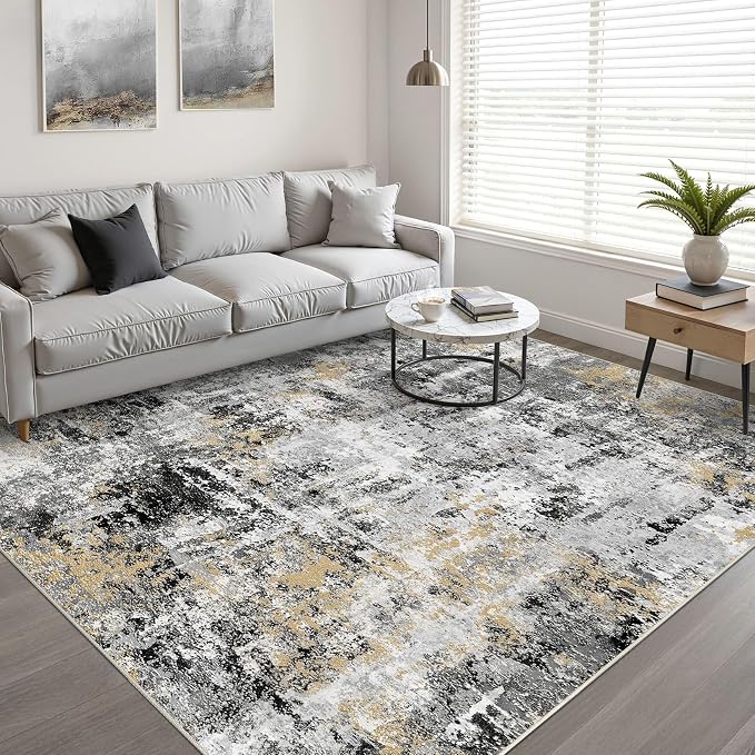 10x14 Area Rugs Living Room: Washable Large Abstract Neutral Modern Soft Rug - Image 5