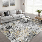 10x12 Area Rug Living Room: Washable Large Abstract Neutral Modern Soft Rug - Image 5