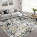 5x7 Area Rugs Living Room: Washable Large Abstract Neutral Modern Soft Rug - Image 5
