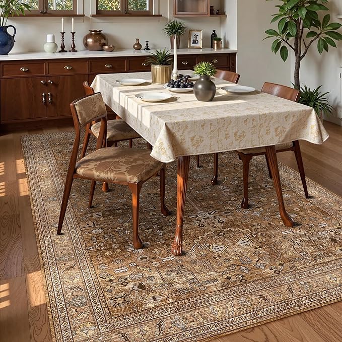 Washable Area Rug 5' x 7' Vintage Traditional Persian Mat - Image 3