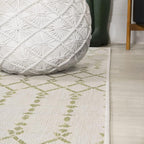JONATHAN Y Moroccan Geometric Indoor Outdoor Runner Rug 2X8 Cream/Green - Image 4