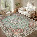 3x5 Area Rugs Living Room Rug: Washable Vintage Distressed Floral Rug No Slip by EXPEDIX