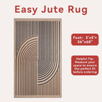 Tangsoo Easy Jute 3x5 Rug for Living Room, Non-Slip Thin Dark Brown Rainbow - Image 3