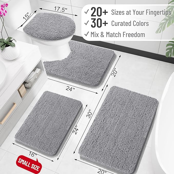 OLANLY Bathroom Rugs 30x18, Extra Soft Absorbent Chenille Bath Rugs, Rubber - Image 2
