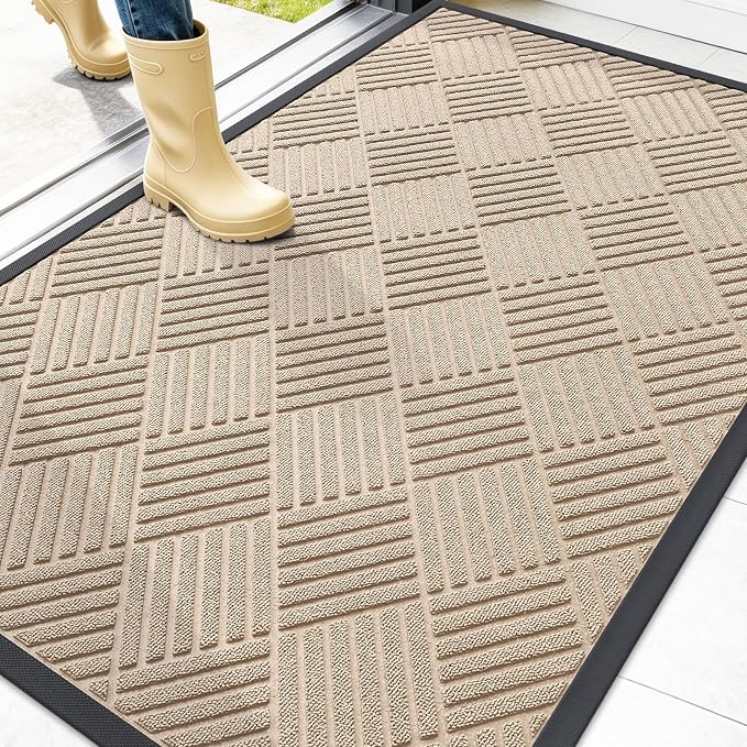 OLANLY Front Door Mat Outside Entrance 47x32, Heavy Duty Sturdy Natural Rubber by OLANLY