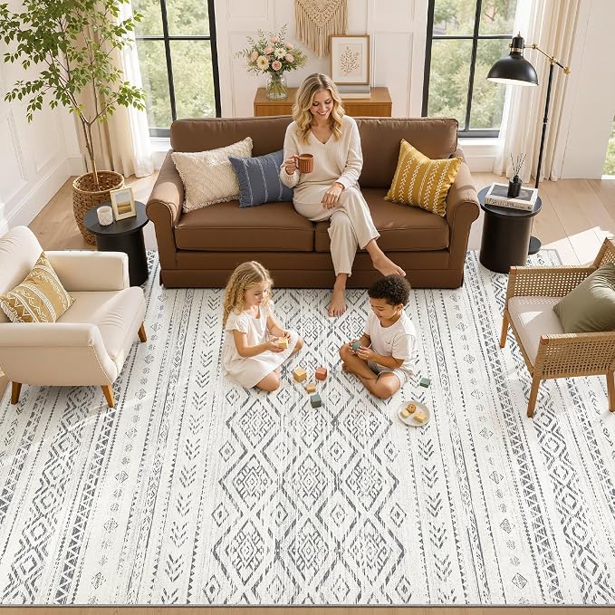 Nakagishi Area Rug Living Room Rugs: 10x12 Large Soft Machine Washable Boho - Image 8