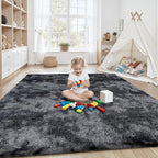 Area Rug for Living Room Bedroom: 4x6 Black Grey Soft Fluffy Shag Upgrade - Image 4