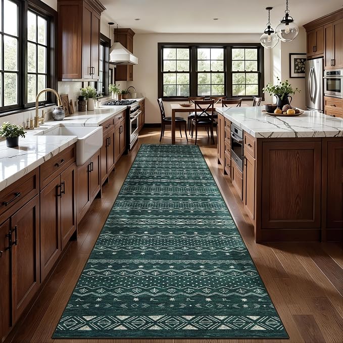 SERISSA Hallway Runner Rug, Soft Low-Pile Geometric Indoor Long Carpet - Image 2
