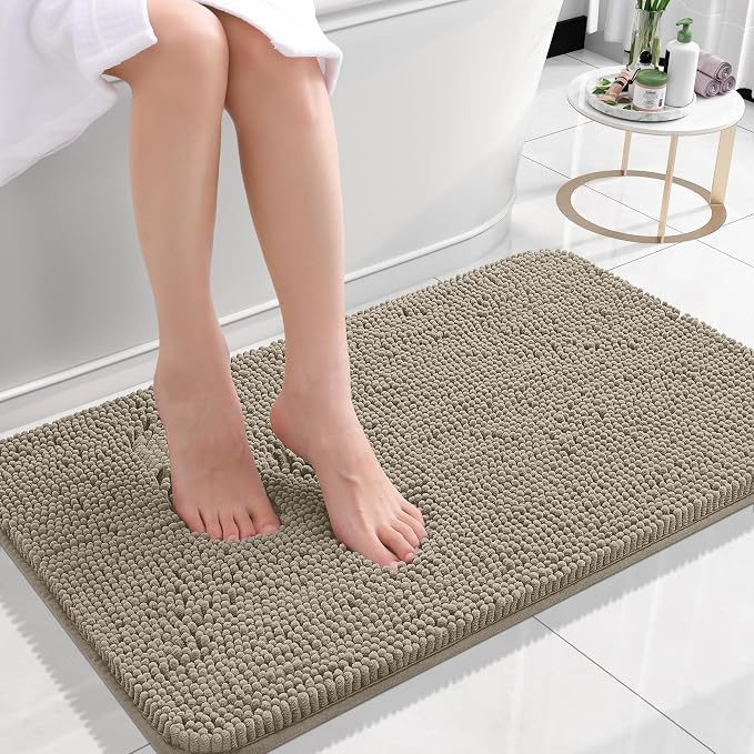 OLANLY Small Bathroom Rugs 24x16, Extra Soft Absorbent Chenille Bath Rugs by OLANLY