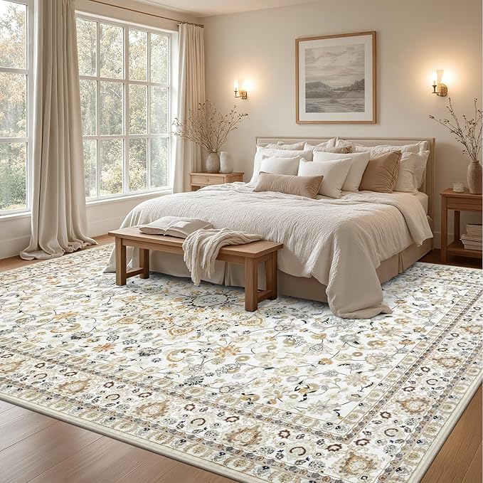 Area Rugs 10x14 Living Room Rug: Washable Rug Soft Vintage Boho Carpet Indoor - Image 3