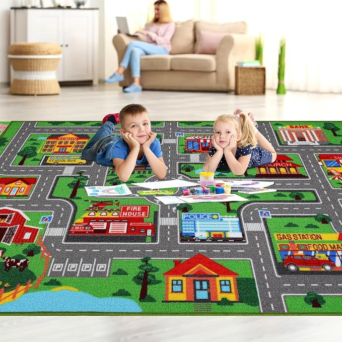 Kids Carpet Playmat Rug 118"x78.7", Car Rug - Image 3