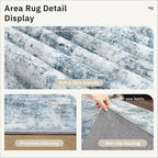 Soalmost 12x15 Washable Area Rug Blue/Grey Neutral Abstract Living Room Large - Image 6