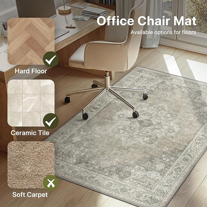 48"x60" Office Chair Mat for Hardwood Tile Floor, Under Desk Carpet Protector - Image 3